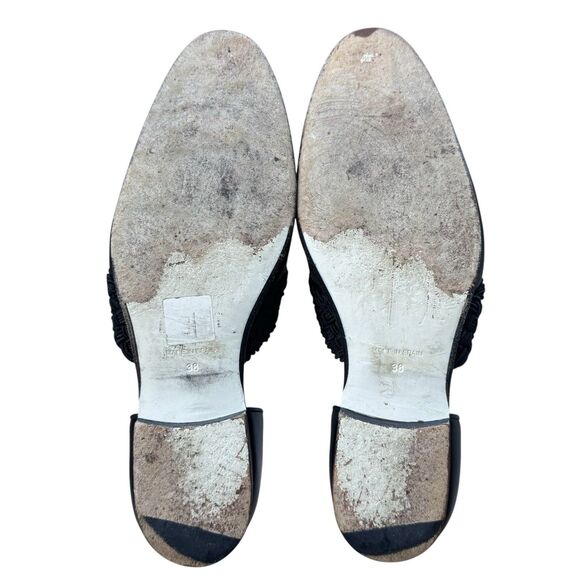 Loewe Black Leather Mules Flats Slip On Size 38 Pointed Toe Designer Old Money - Picture 12 of 13